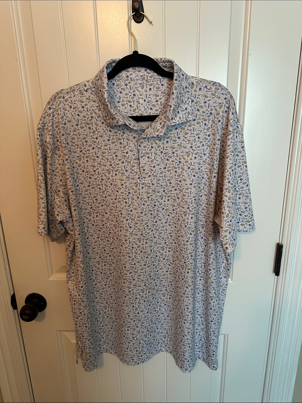 Rhoback Light Blue & Navy Micro Floral Polo